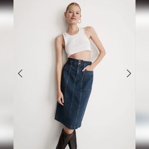 Madewell Superhigh-Waist Midi Skirt in Blue Black Wash - 26